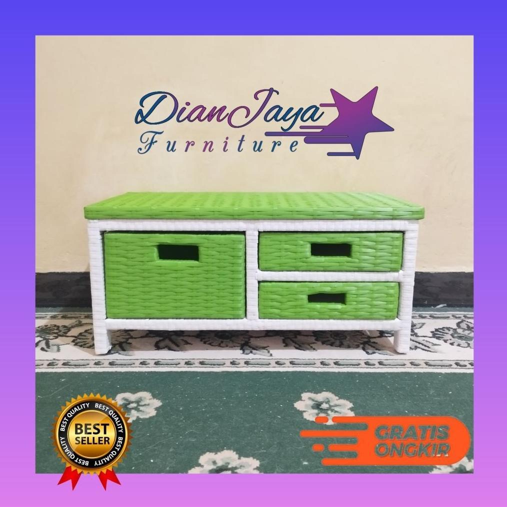 {Ready Stock} Meja tv Rotan sintetis laci 3 Lemari Rotan sintetis Laci 3 Minimalis Termurah