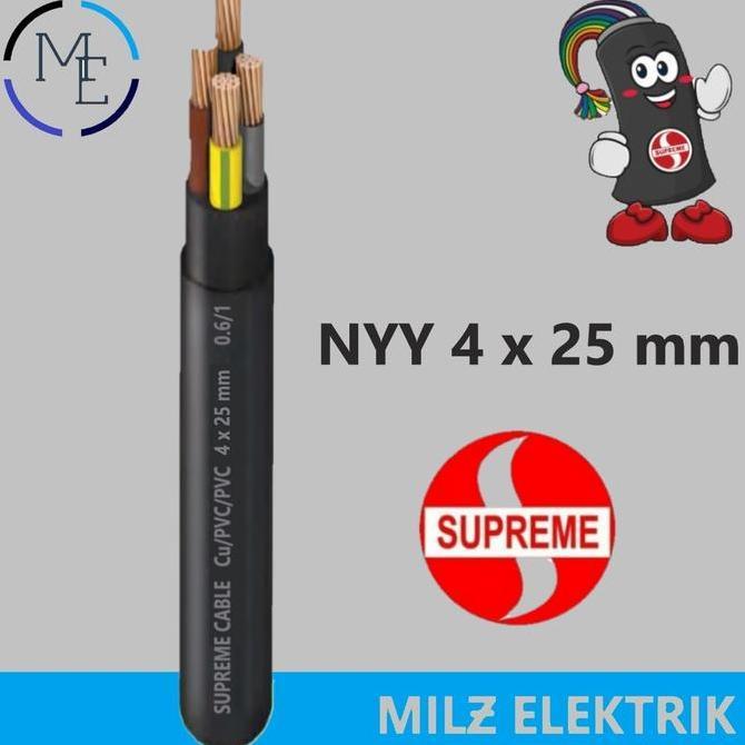 Promo kabel nyy 4x25mm supreme kabel tufur nyy 4x25 supreme Hitam Diskon