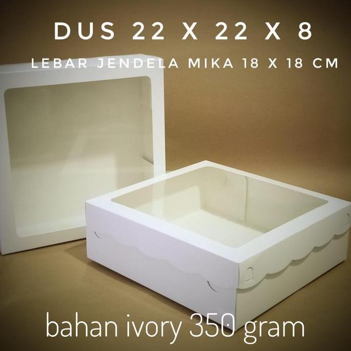 New- Dus ivory Mika 22x22x8 Cake Box dus Kue Putih ekonomis