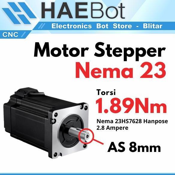 [HAEBOT] Motor Stepper Nema 23 57 23HS7628 Hanpose 1.89Nm 76mm 2.8A 269oz CNC Robot Laser Router Pla