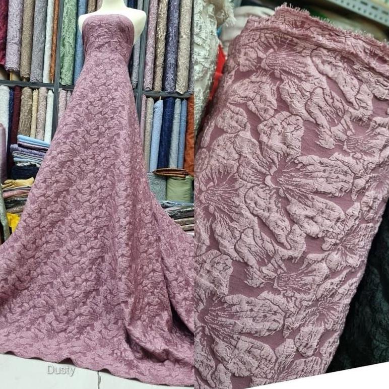 Bahan kain Jaguard Embos/kain mewah jaguar Embos/Jaguard motif timbul/gaun 3D