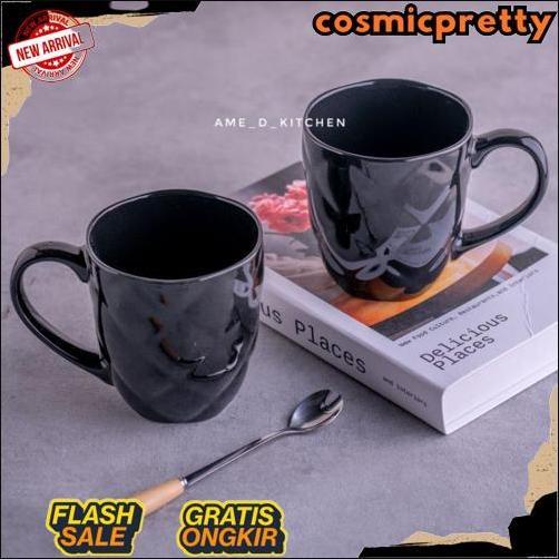 Original Mug Souvenir/ Mug Bijian Keramik Hitam 600 Ml