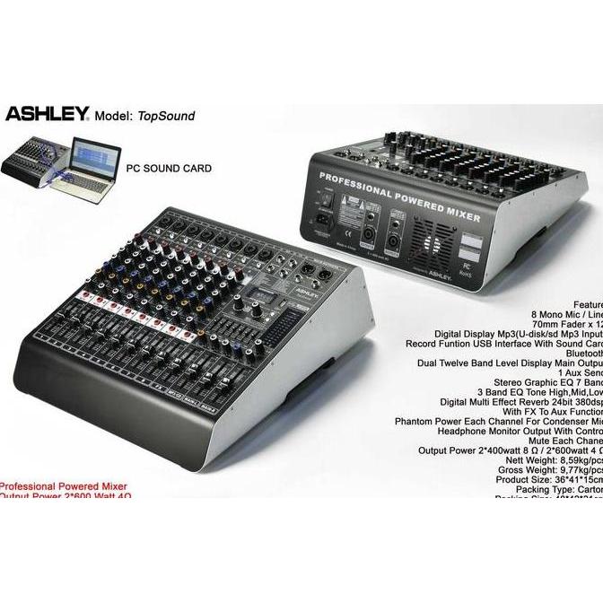 POWER MIXER ASHLEY TOPSOUND TOP SOUND 8 CHANNEL