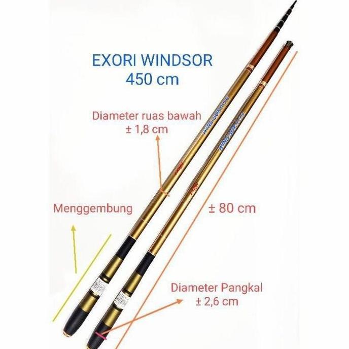 joran pancing exori windsor 300 360 450 540 630 cm tegek carbon hard
