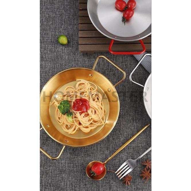 Wajan Paella Seafood Stainless Dasar Rata 26 Cm