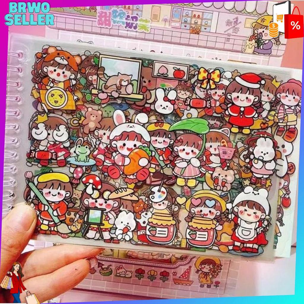 Gradeori Stiker Buku Spiral Diy Craft/Imut Fancy Elegan Atk Stiker Imut/Stiker Buku Lucu Spiral Diy 