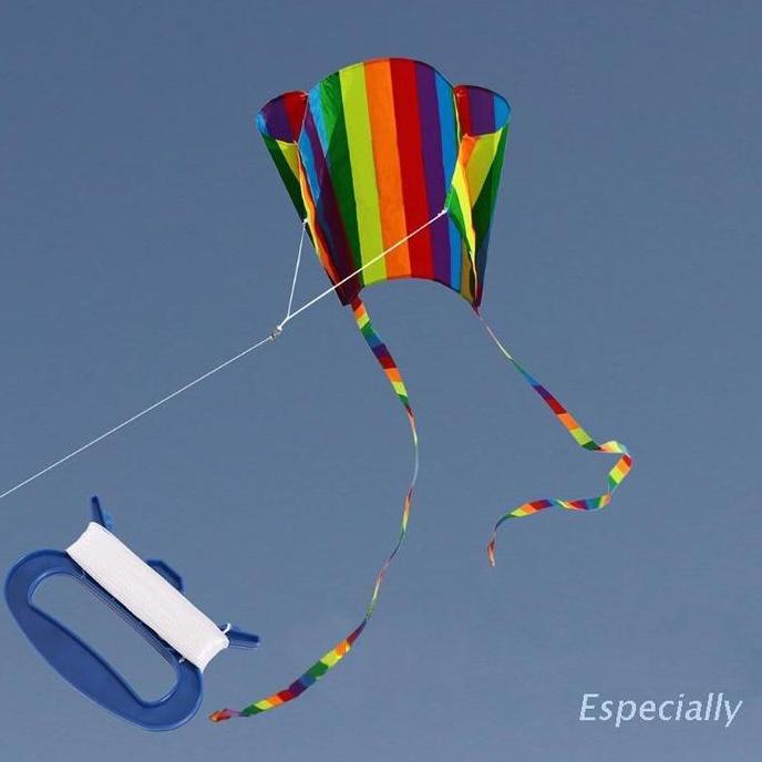 New- Esp Layang-Layang Parafoil Warna Pelangi Dengan Ekor Lembut Ukuran