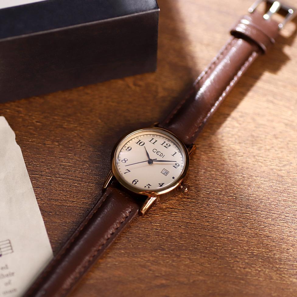 GEDI CLASSIC Jam Tangan Wanita Korea Strap LEATHER Analog Fashion Korea Jam Tangan