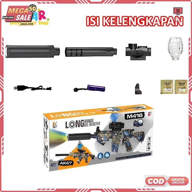 Terbaik Mainan Anak D-6650/WH82-4 M416 GEL BLASTER Mainan Tembakan Bal Elektrik M416 Lampu Aksesoris