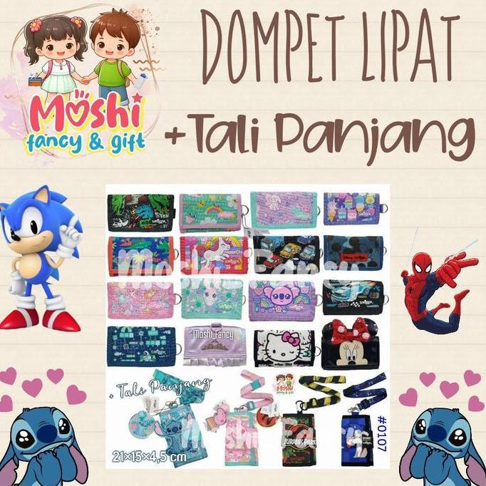 Dompet Tali Lipat Cewe Cowo Anak Tali Panjang/ Wallet Smigle Girl and Boy / Dompet Tali Lipat Cewek 