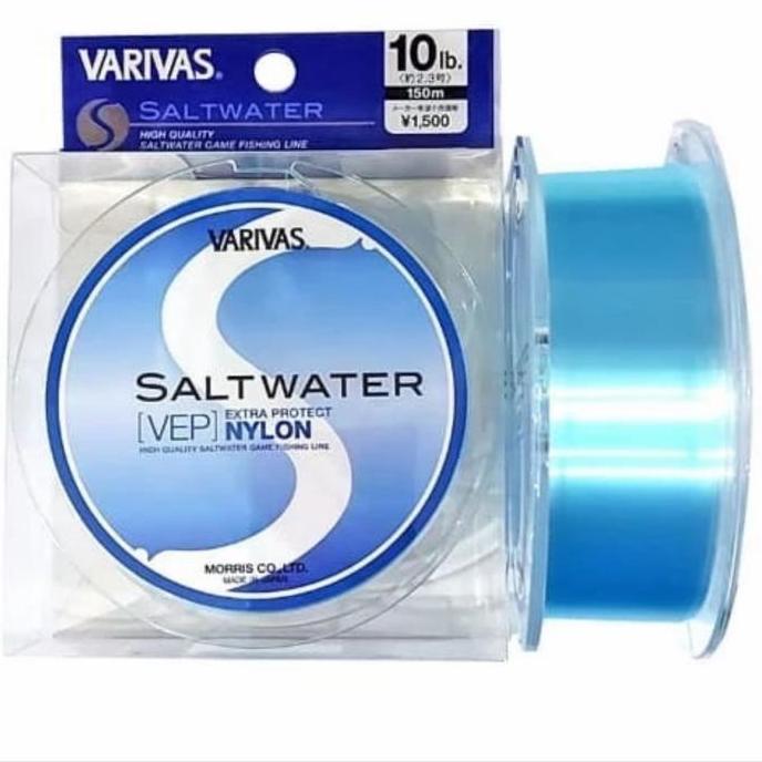 senar pancing varivas saltwater nylon 150 meter blue