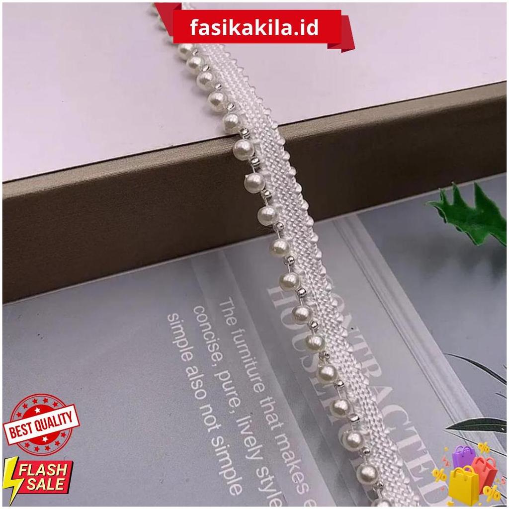 Pita Mutiara Trim Renda Manik Manik Handmade Poliester Aksesoris Pakaian Tradisional Gratis Ongkir