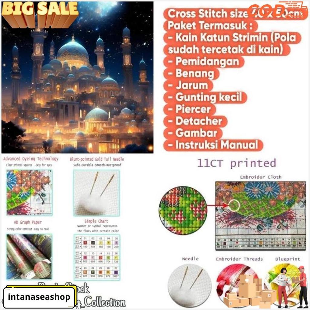 Cross Stitch Pattern Customize 40X50Cm - Cross Titch Custom, Kristik Kabah, Kristik Custom Set / Emb