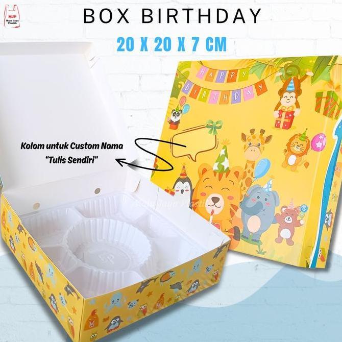 Box Nasi Ulang Tahun 20x20x7cm Kotak Hampers Birthday Anak Kertas Tali Multifungsi