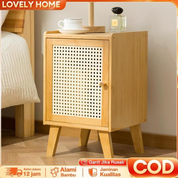 LOVE Meja Nakas Kayu Meja Kecil Meja Rotan Estetik Untuk Kamar Meja Sudut Bedside Table Minimalis lo