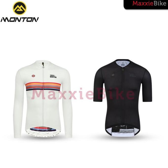 Monton Baju Jersey Sepeda Pria Lengan Pendek Holiday White & Weekend Black Short Sleeve Cycling Jers