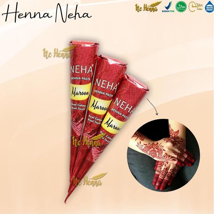 Neha Instan Henna Cone (1 Box isi 12pcs) Warna Maroon