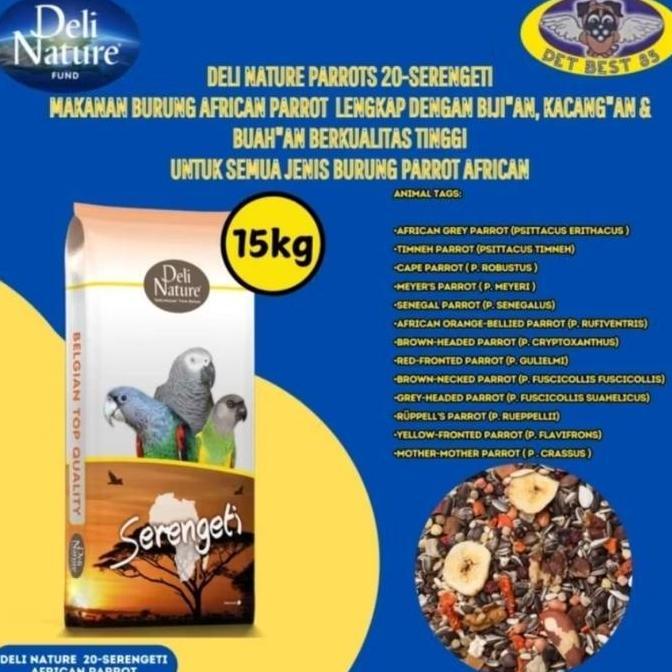 Deli Nature African Parrot Serengeti 15kg Makanan Burung Parrot Africa African Grey-Cape Parrot-Nuri