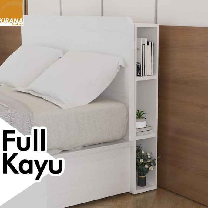KIRANA Perth - Headboard Kayu Rak Sandaran Kasur Tempat Tidur Putih Modern Minimalis CO