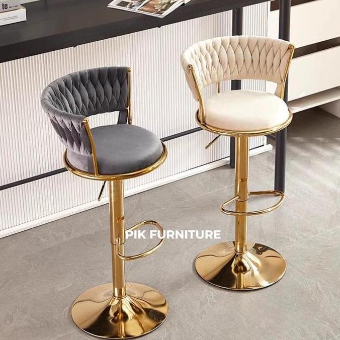 KURSI BAR TINGGI BARSTOOL CAFE KURSI SALON HIDROLIK BANGKU BAR KAKI GOLD EMAS CO