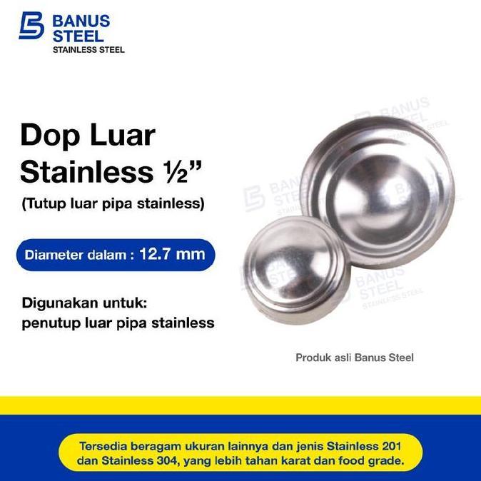 Dop tutup pipa stainless 1/2" inch (201)