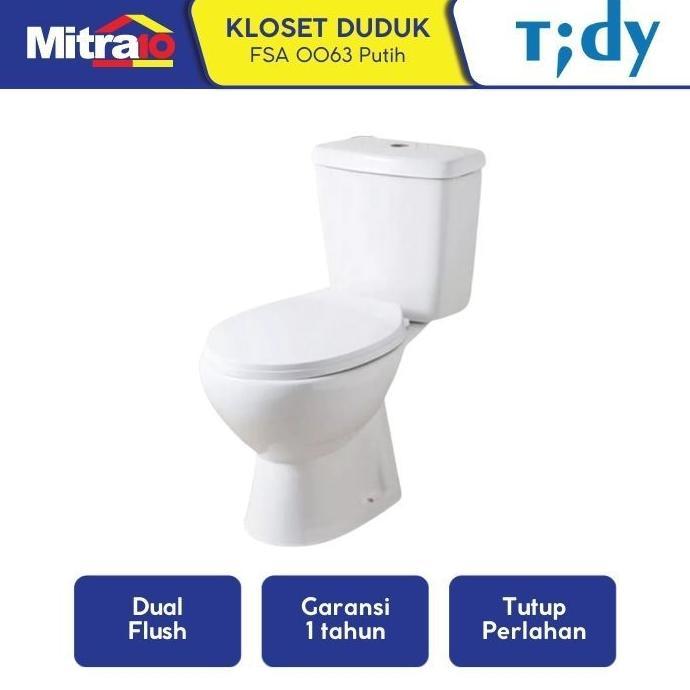 Kloset Duduk Tidy FSA0063 Two Piece 64x37cm Putih - Closet