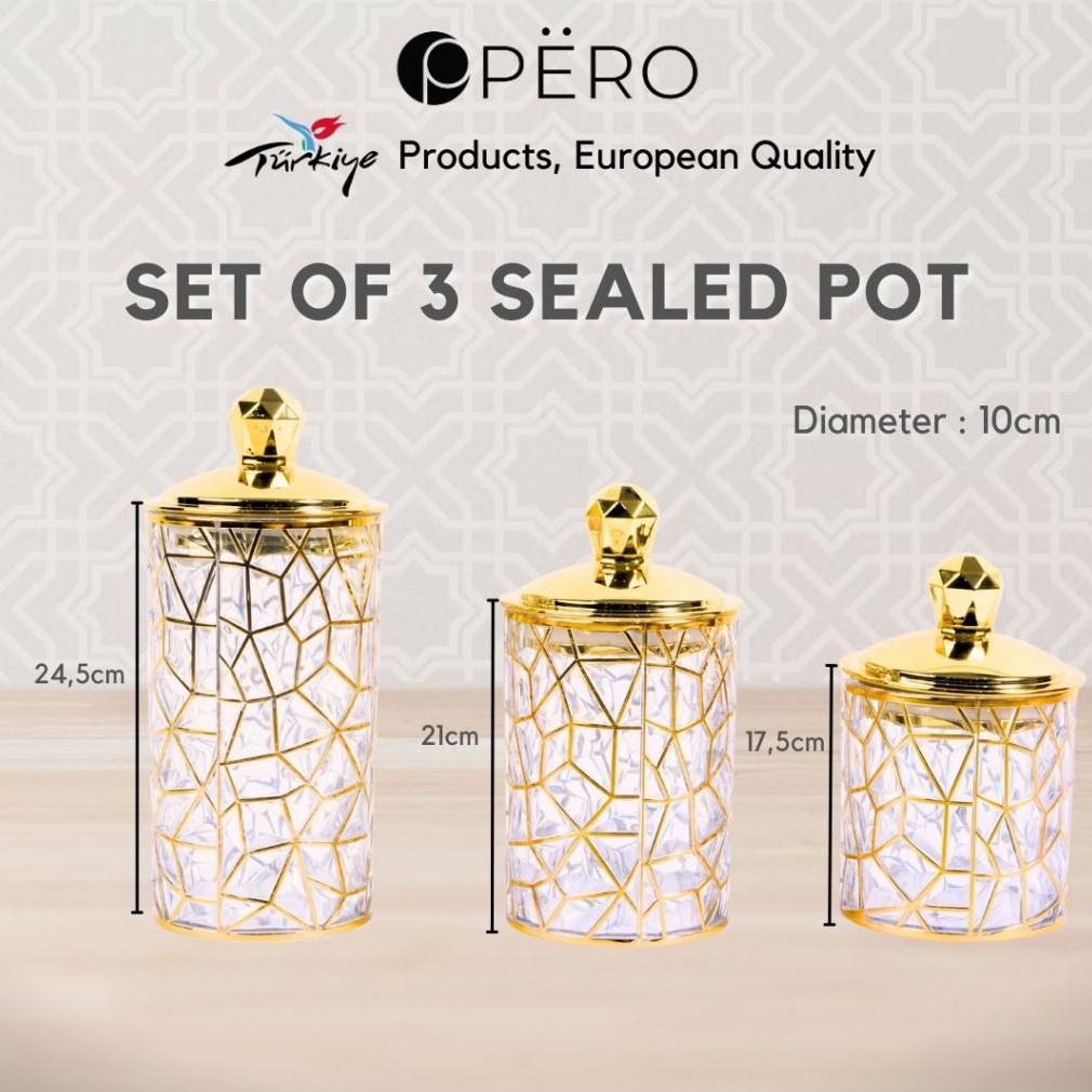 [Promo Best Deal] Pero Jar Set Of 3 Sealed Pot / Hampers Toples Lebaran Set 3 Tutup Kedap Udara / To