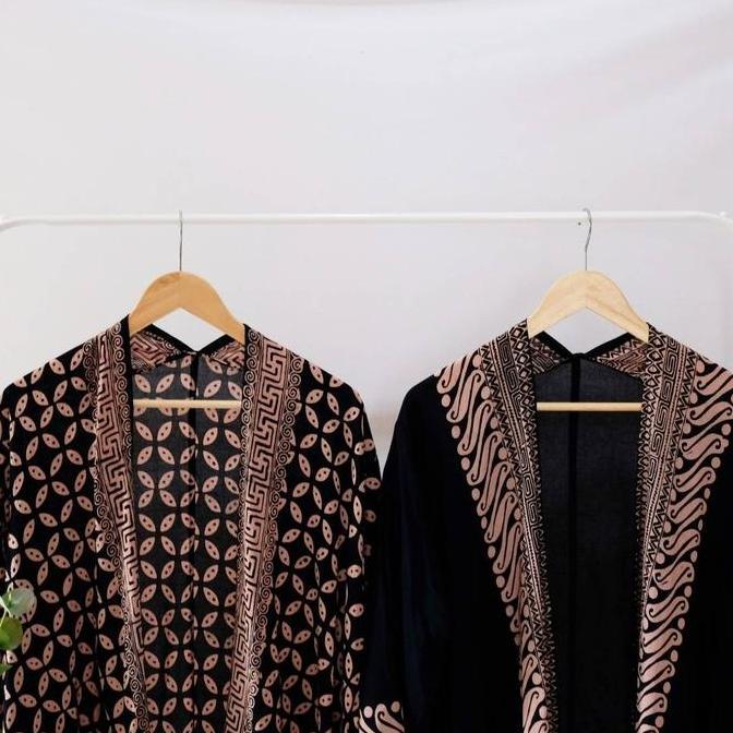 ATASAN BATIK OUTER BERLENGAN HITAM MODERN WANITA OUTER BATIK CARDIGAN BATIK KANTOR BATIK VISCOSE BAT