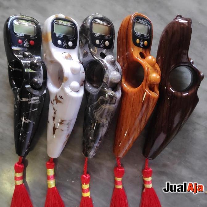 Tasbih Digital Alarm Bunyi Beep 100 Motif Marmer dan Kayu + Lampu LED Premium Alat Hitung Finger Cou