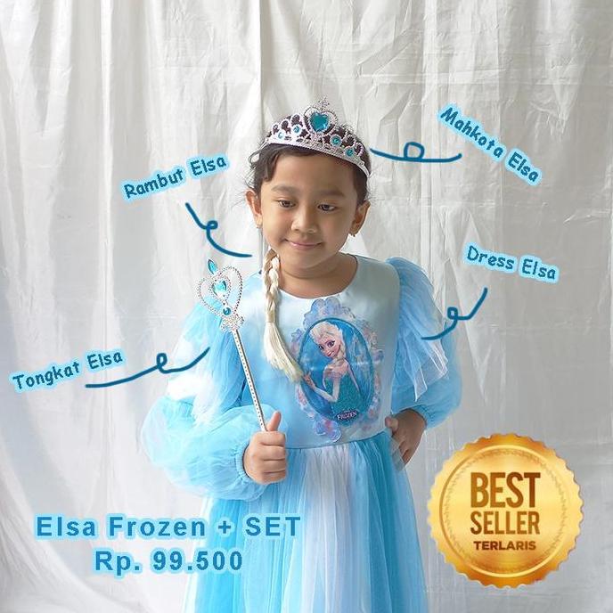 fiw Gaun Dress Baju Elsa Frozen Anak 3thn 10thn Kostume Elsa Anna NEWKA107