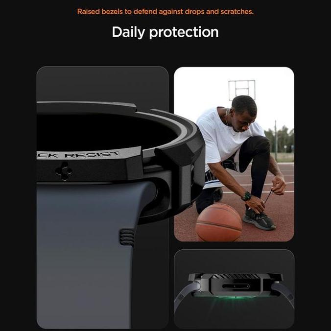 Laxy.Shops1 - Spigen Rugged Armor Pro Strap Samsung Galaxy Watch 8 46/44/4Mm Tali Jam Rubber Silicon