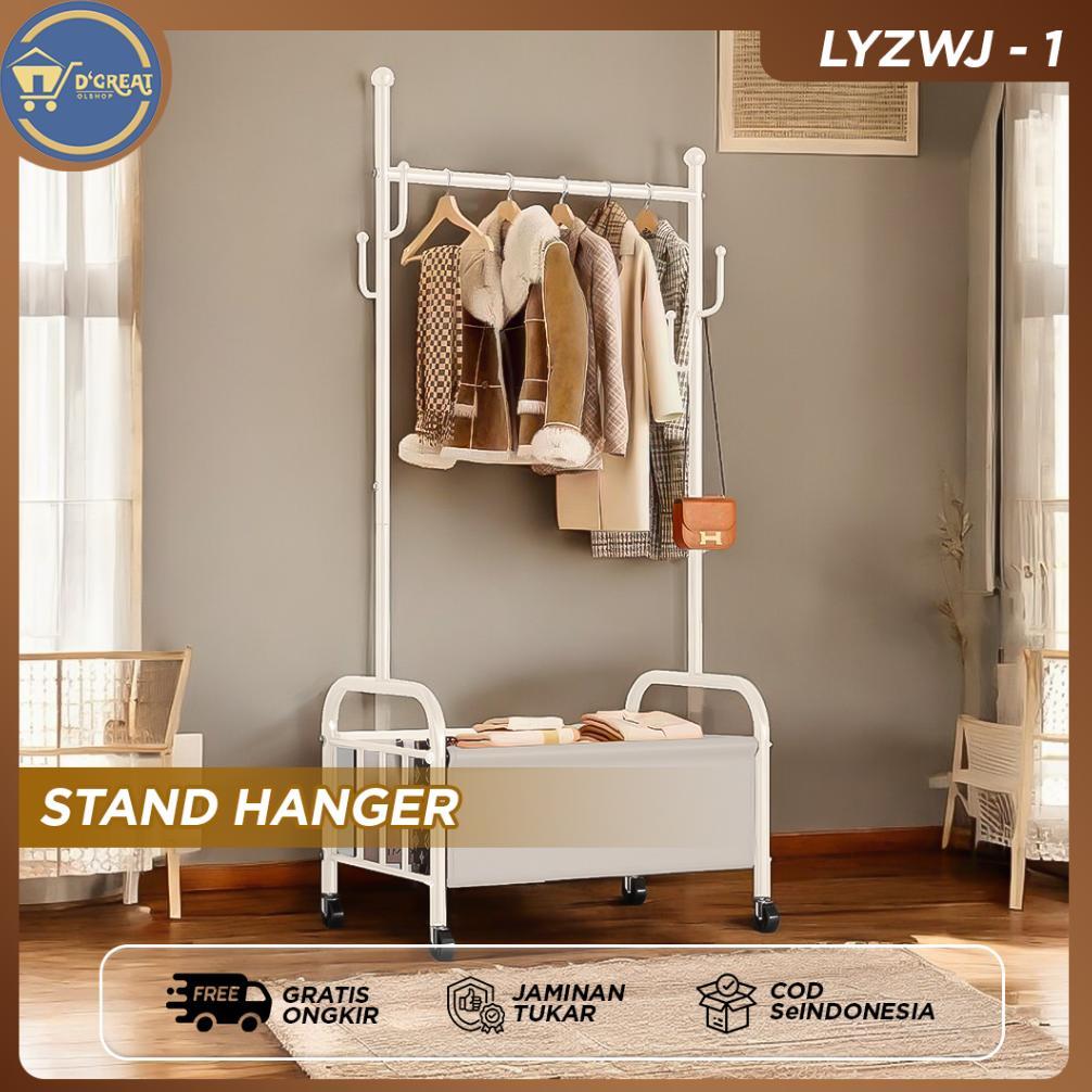 Rak Gantungan Baju Stand Hanger Kotak Penyimpanan Baju Rak Besi Jemuran Serbaguna Display Kekinian