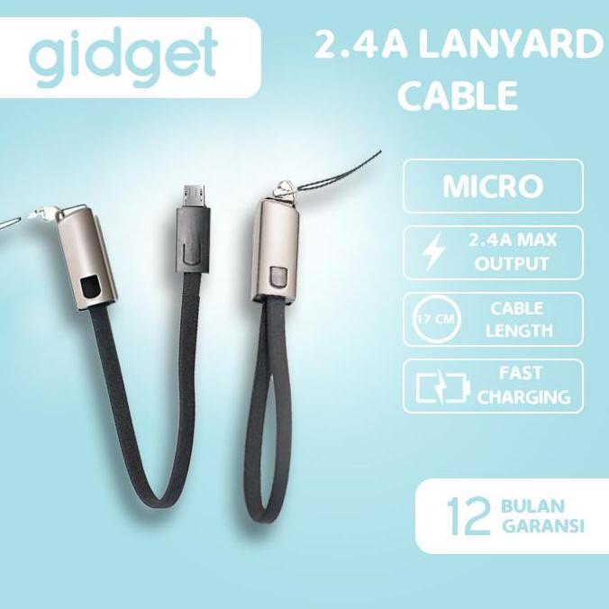 GIDGET Kabel Data Charger Micro USB 23cm Fast Charging Lanyard - C692