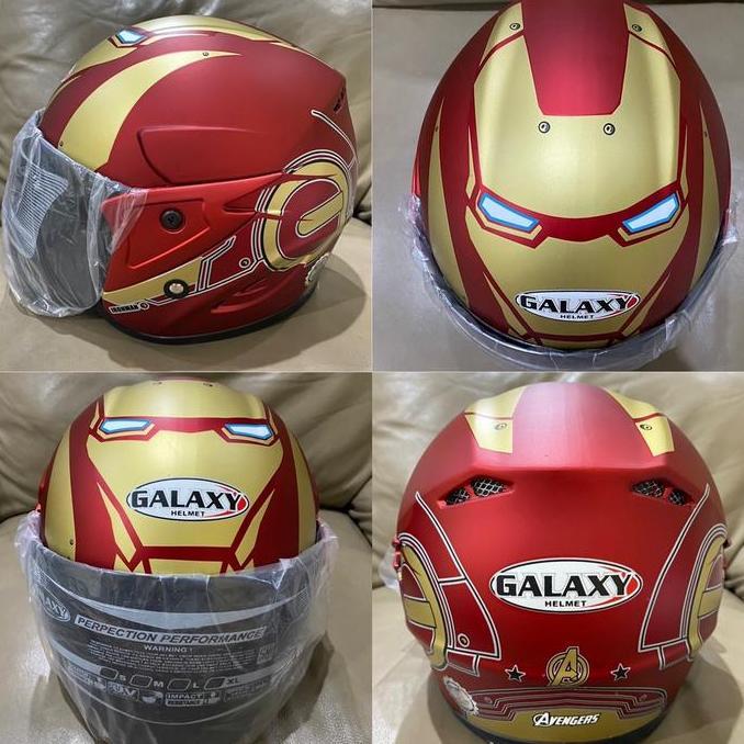 Helm Anak Iron Man Merah Laki-laki usia 3-7 Thn SNI