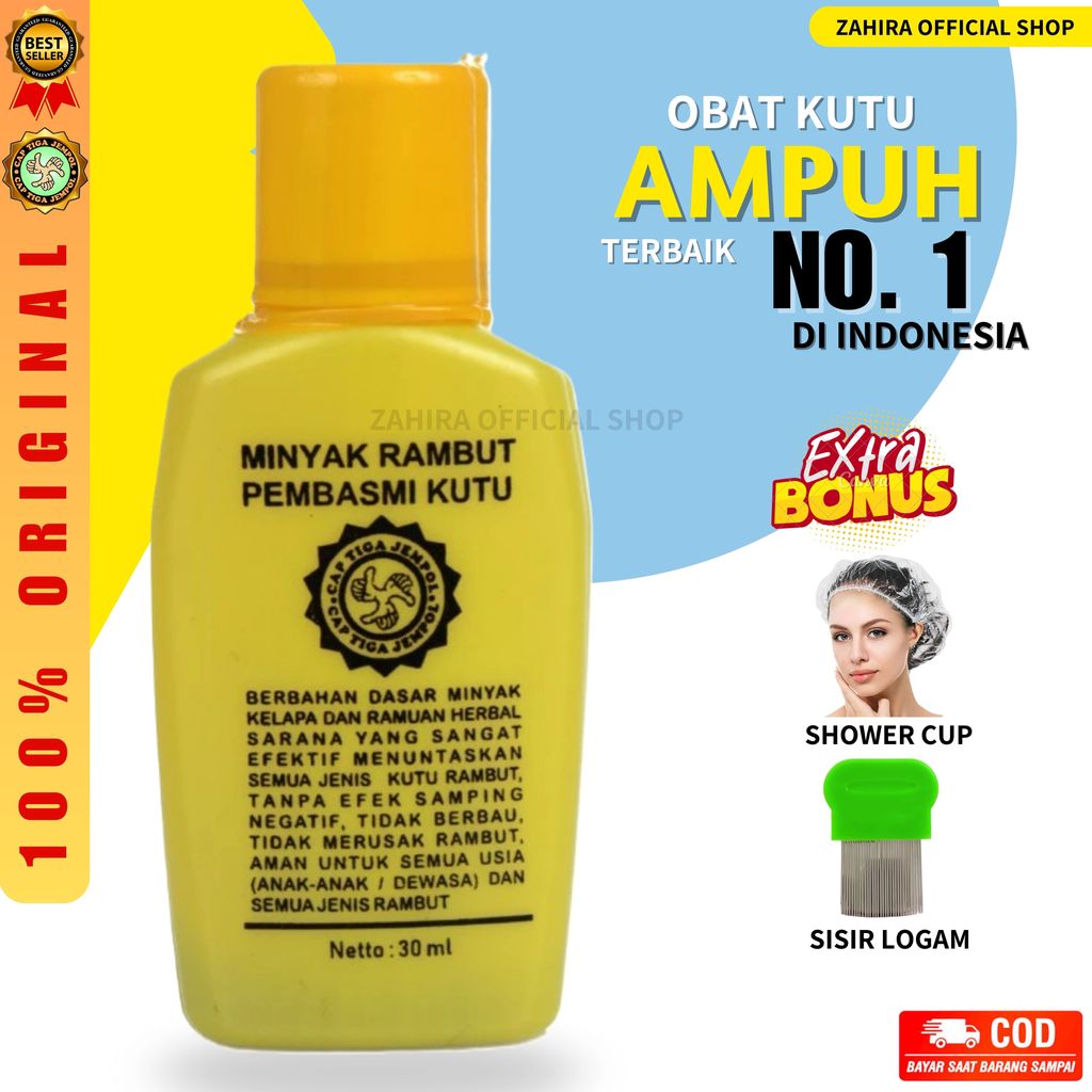 MINYAK RAMBUT PEMBASMI KUTU AMPUH SAMPAI TELURNYA / OBAT KUTU RAMBUT PALING AMPUH CAP TIGA JEMPOL