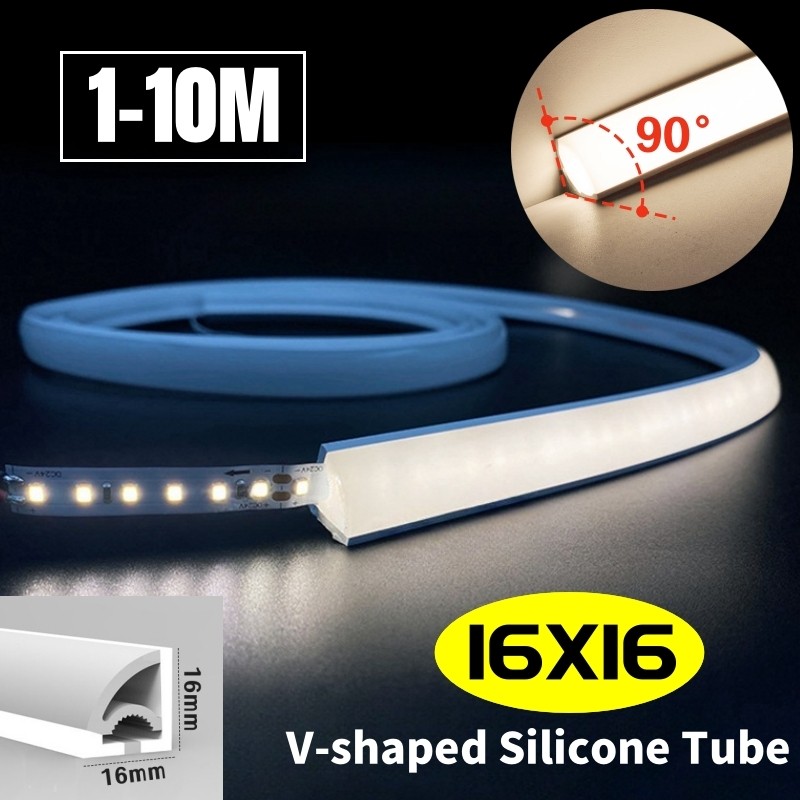 1-10m 90 ° Glowing LED V-Type Neon Silicone Tube Rope Lamp Saluran Tahan Air Fleksibel Untuk WS2811