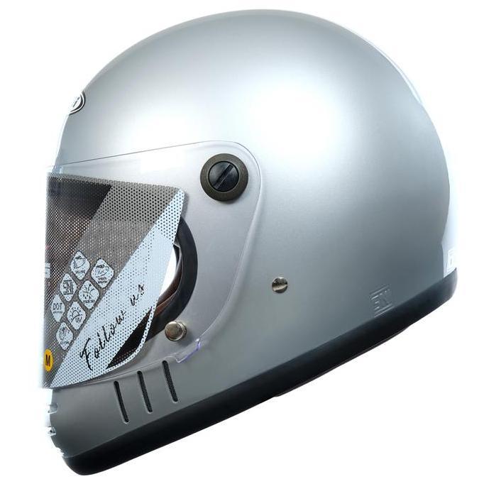 ZEUS ZS 816E SILVER GLOSSY CAKIL RETRO SINGLE VISOR