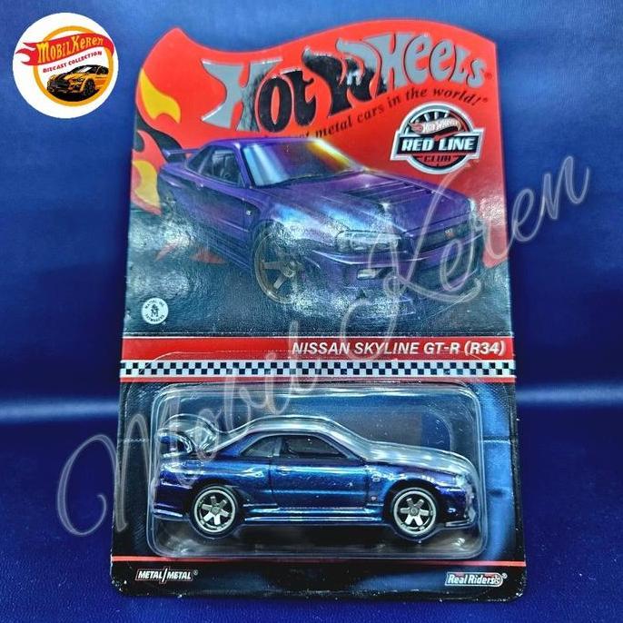diecast Hot Wheels RLC 2023 Nissan Skyline GT-R (R34) purple blue chameleon ban karet