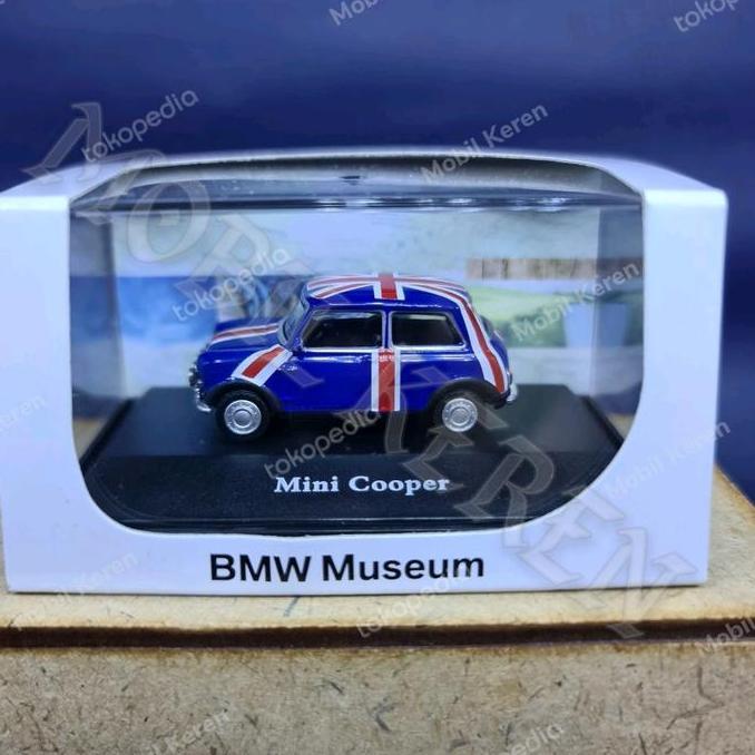 Diecast BMW Museum Mini Cooper Blue Union Jack 1:72 Original