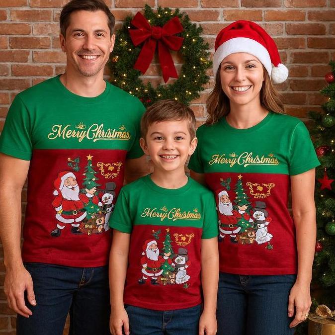 BRINGHTWEAR Kaos Natal HARGA 1 AN Anak dan Dewasa Bahan Katun 24S Size M-XXXL Fashion Oblong Baju Ke