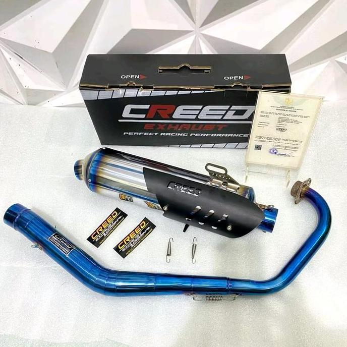 KNALPOT CREED EXHAUST TYPE BIG VOLUME + PERISAI STANDAR RACING TERSEDIA LEHER TITAN STAINLLES DAN BL