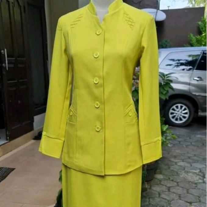 Stelan Blezer Warna Lime/Kuning Lemon Baju Seragam IGRA Nasional Terbaru Celana Kantor Wanita