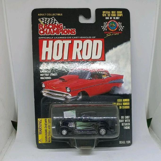 RACING CHAMPIONS 1934 34 FORD COUPE HITAM HOT ROD MAGAZINE DIECAST 1/64 (S)