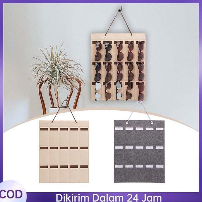 15 Slots Display Kacamata Dinding Felt Glasses Hanging Bag Felt Kacamata Storage  Rak Display Kacama