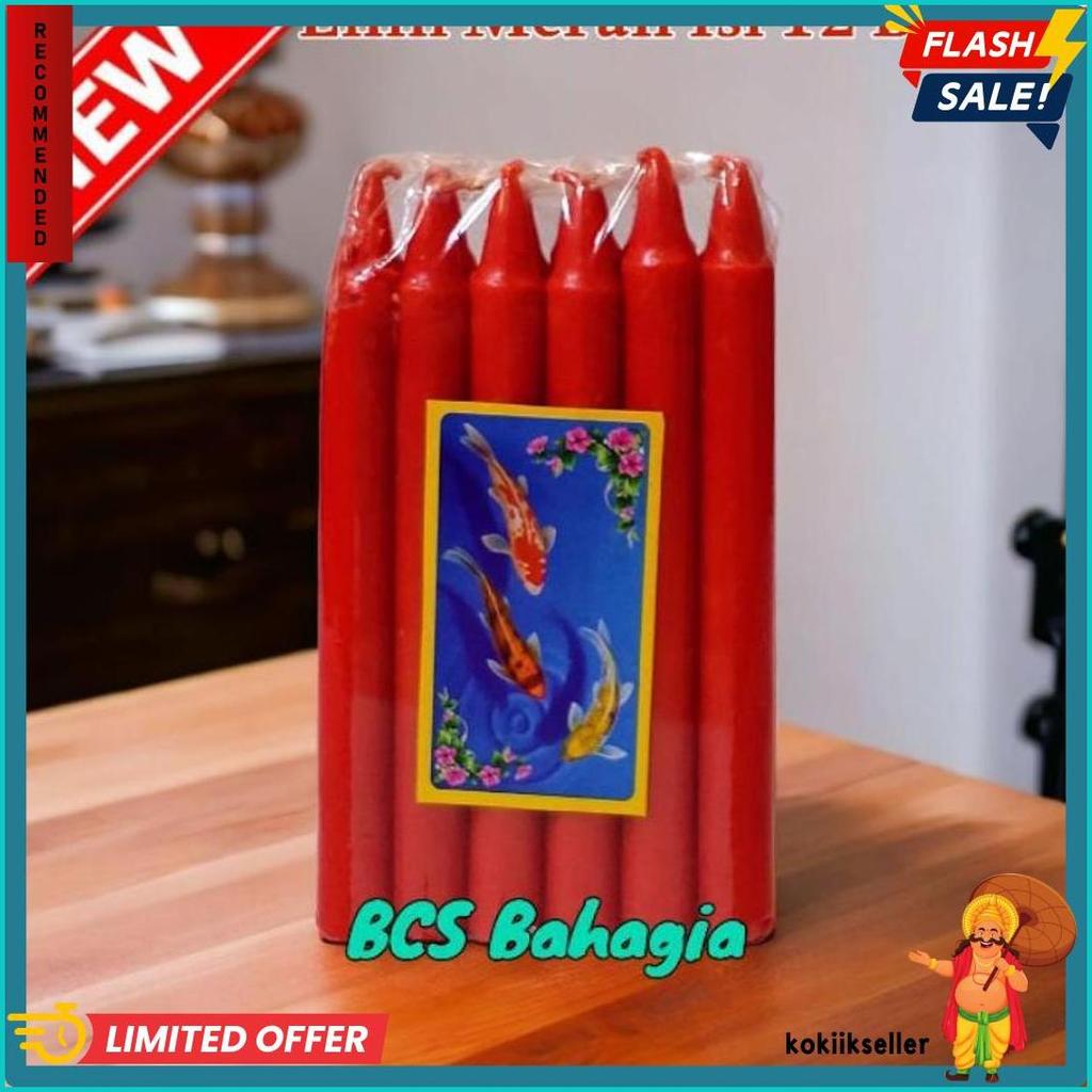 Diskon Kemerdekaan Lilin Merah Sembahyang Isi 12 Batang Ukuran Besar / Lilin Sembahyang / Lilin Mera