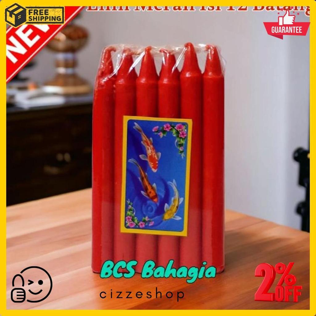 Diskon Kemerdekaan Lilin Merah Sembahyang Isi 12 Batang Ukuran Besar / Lilin Sembahyang / Lilin Mera