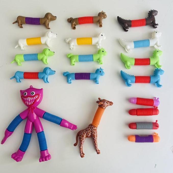 New- Mainan pop tube karakter, Pop light animal kartun