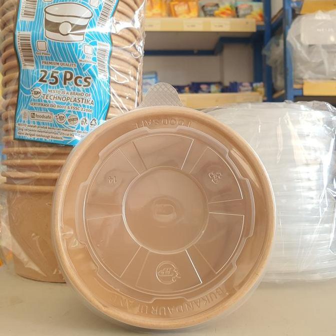 New- Paper Kraft Bowl Paper 800Ml + Tutup (25Pcs) / Rice Bowl 800Ml / Mangkok Kertas 800Ml / Rice Pa