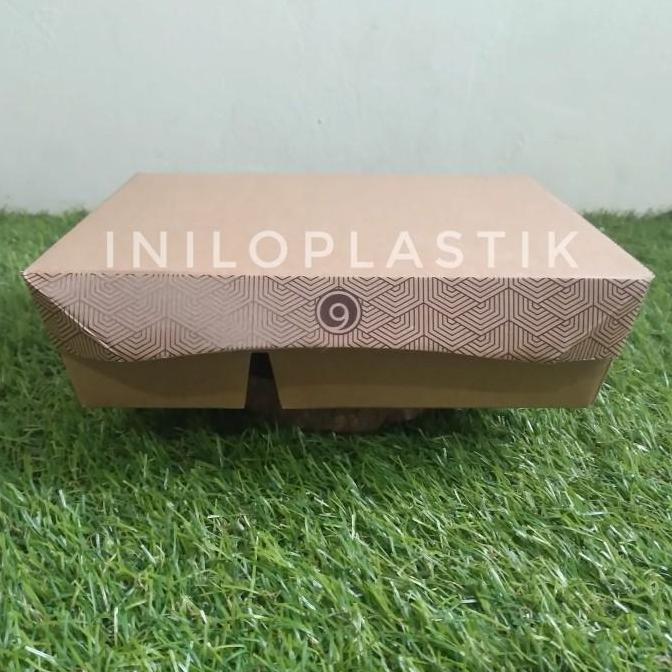 New- Lunch box sekat 4 Coklat Eco kraft laminasi / Paper Lunch Box Kraft Sekat 4