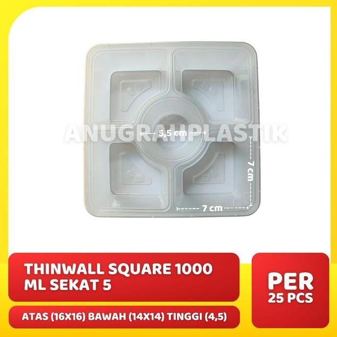 New- Thinwall 1000 ml SQ sekat 5 DM / Thinwall Bento / Thinwall Inner SLOP